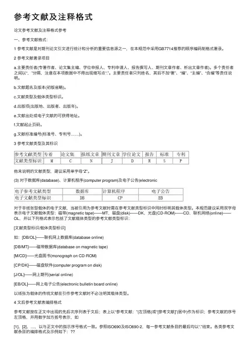参考文献及注释格式
