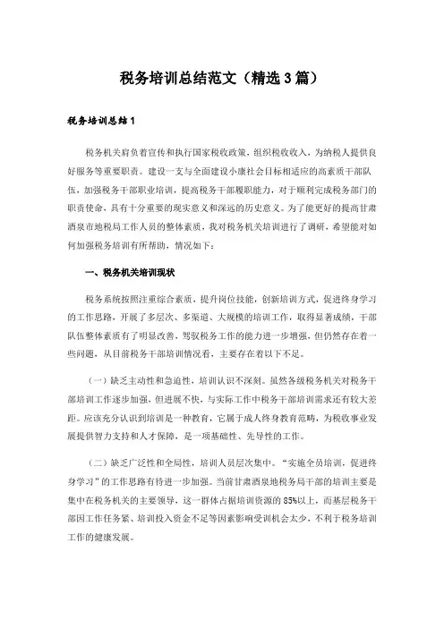 2024年税务培训总结范文(精选3篇)