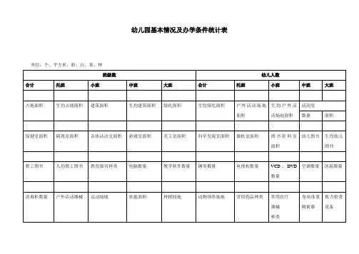 幼儿园基本情况及办学条件统计表