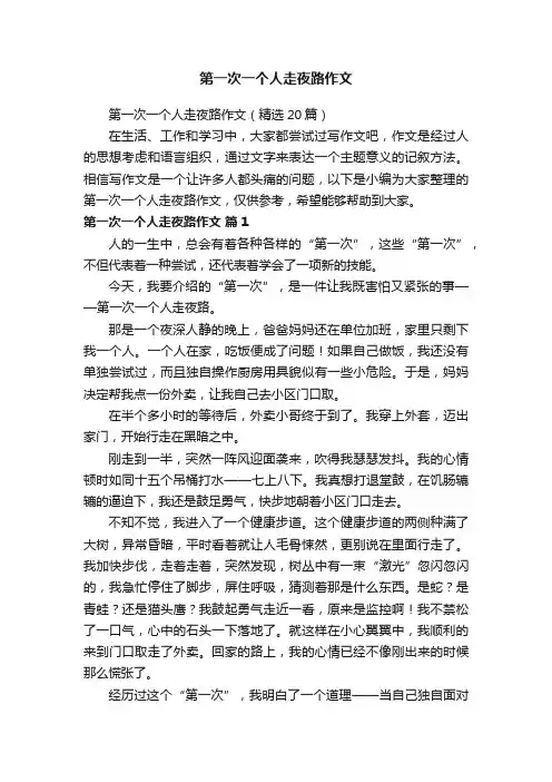 第一次一个人走夜路作文（精选20篇）