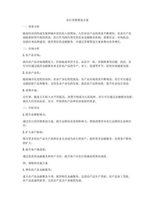 农行营销策划方案
