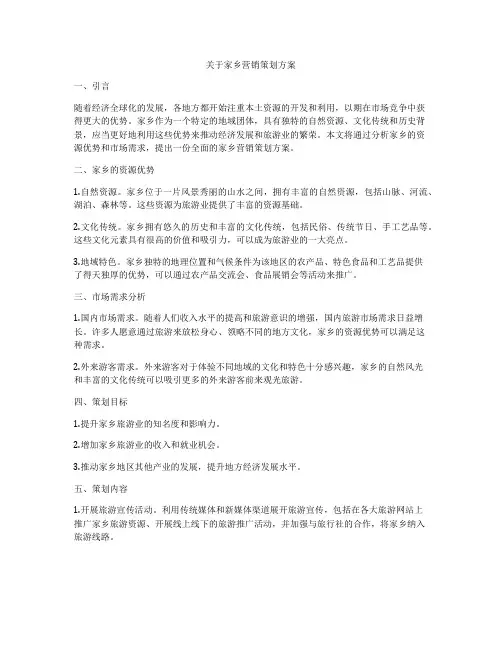 关于家乡营销策划方案