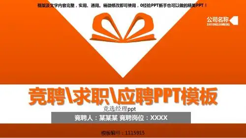 【原创】竞选经理ppt