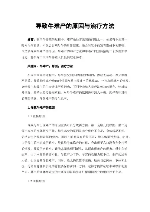 导致牛难产的原因与治疗方法