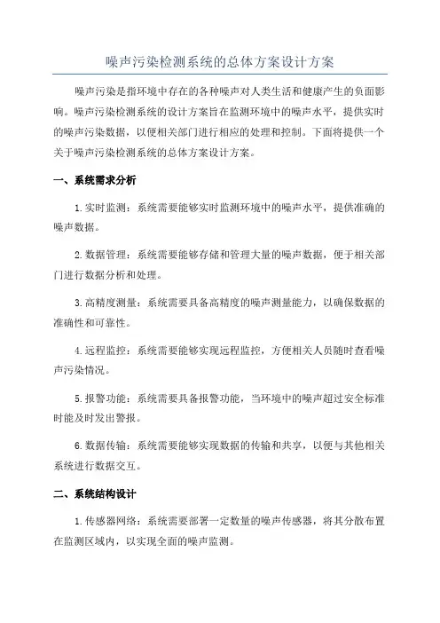噪声污染检测系统的总体方案设计方案