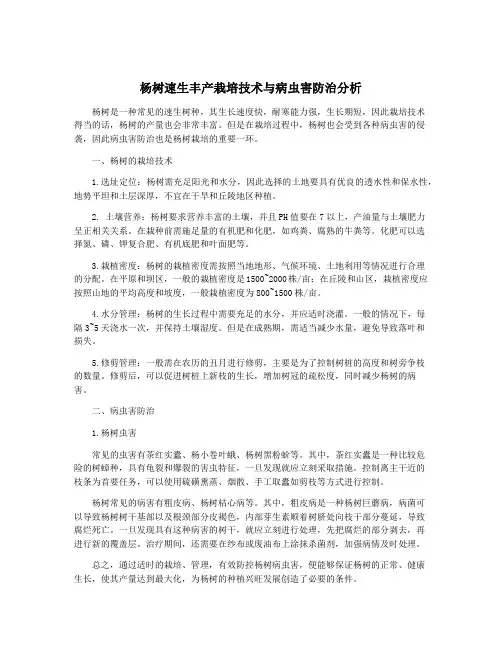 杨树速生丰产栽培技术与病虫害防治分析