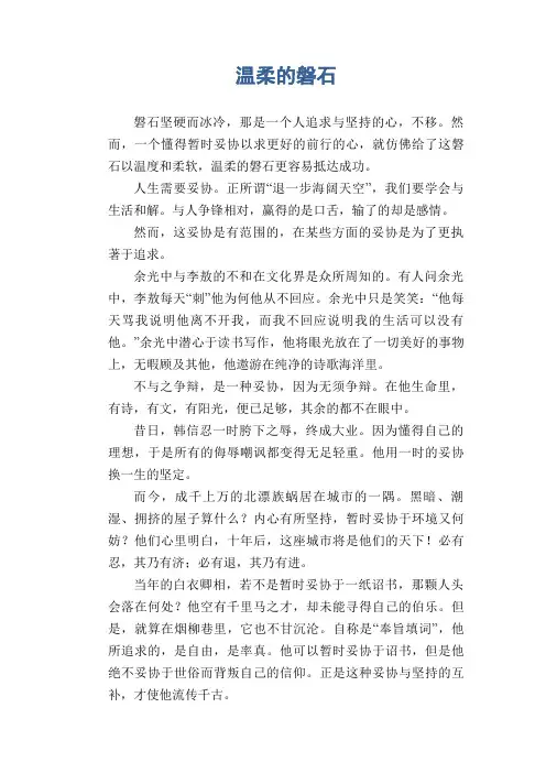 高中生优秀作文精选：温柔的磐石