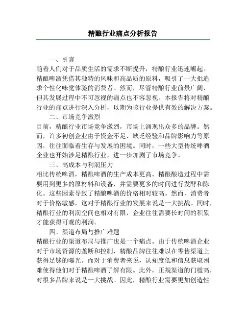 精酿行业痛点分析报告