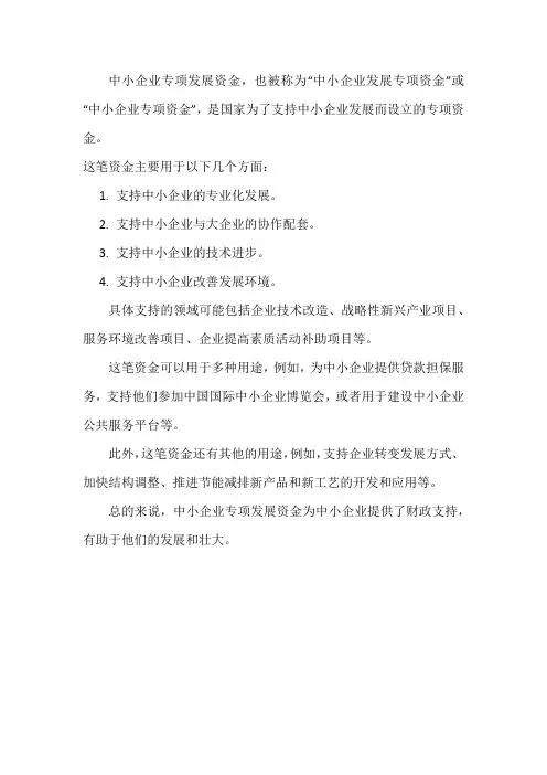 中小企业专项发展资金