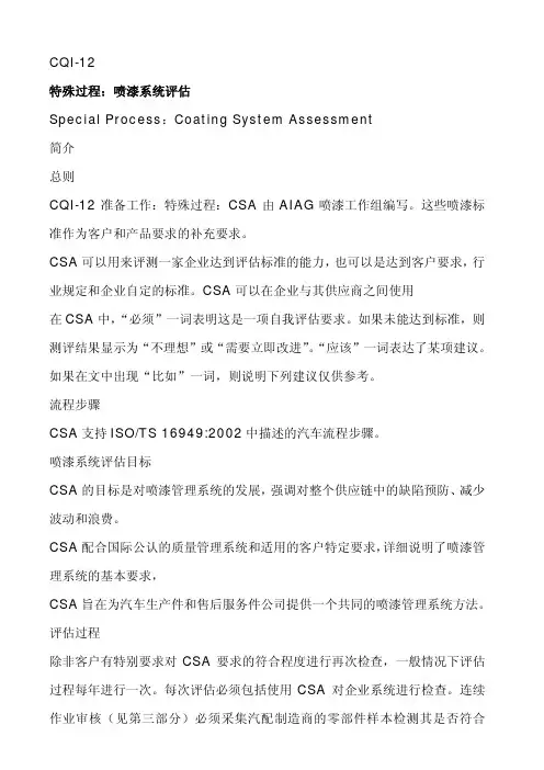 CSA-特殊过程：喷漆系统评估