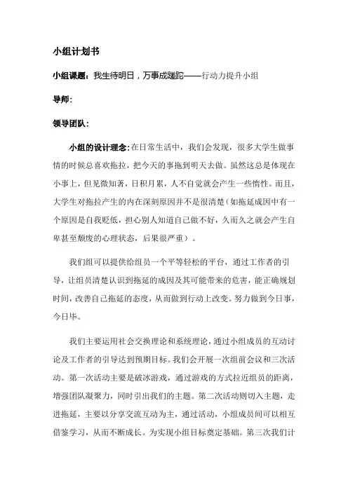 社会工作小组计划书