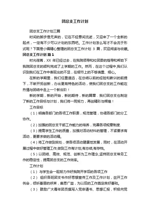 团总支工作计划三篇