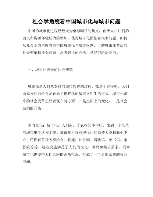 社会学角度看中国城市化与城市问题