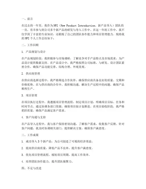 npi个人工作总结