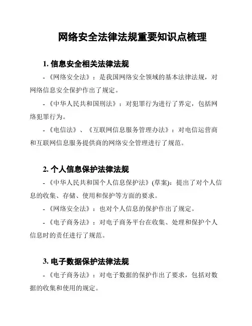 网络安全法律法规重要知识点梳理