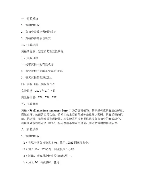 黄柏的实验报告
