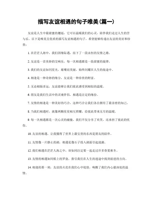 描写友谊相遇的句子唯美(精选两篇)