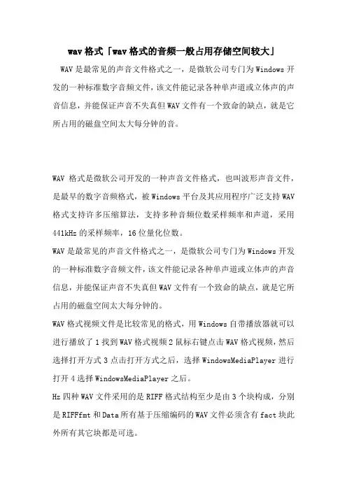 wav格式「wav格式的音频一般占用存储空间较大」