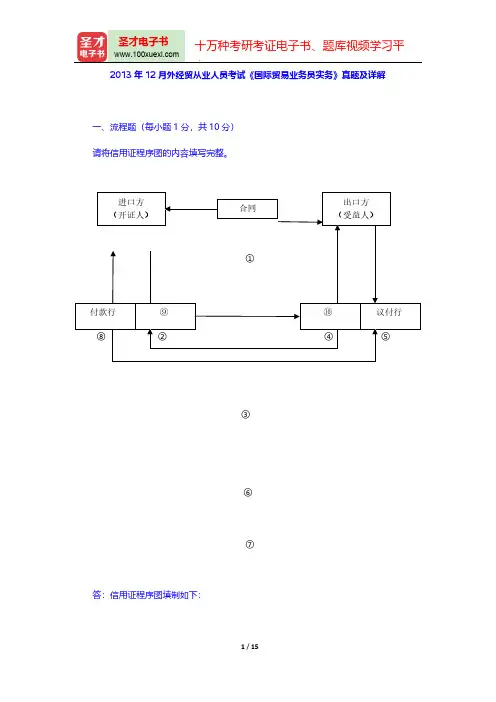 2013年12月外经贸从业人员考试《国际贸易业务员实务》真题及详解【圣才出品】