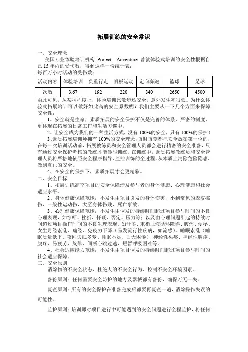 拓展训练的安全常识