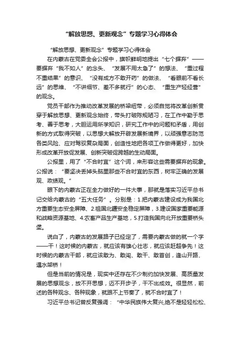 “解放思想、更新观念”专题学习心得体会