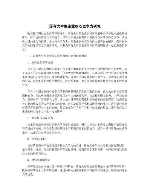 国有大中型企业核心竞争力研究