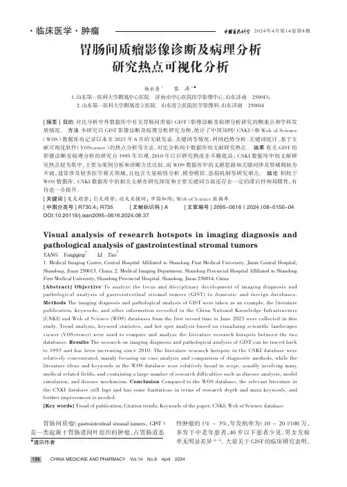 胃肠间质瘤影像诊断及病理分析研究热点可视化分析