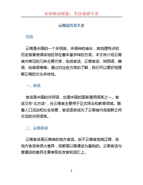 云南话方言大全