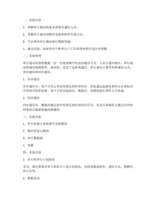 串行通讯实验报告