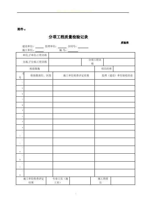 新版市政工程施工与质量验收规范表格(分部分项、观感、质量控制资料等)