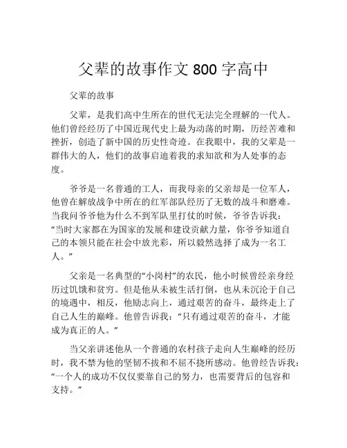 父辈的故事作文800字高中