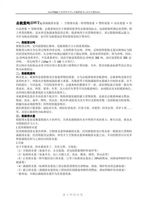 船舶载重吨