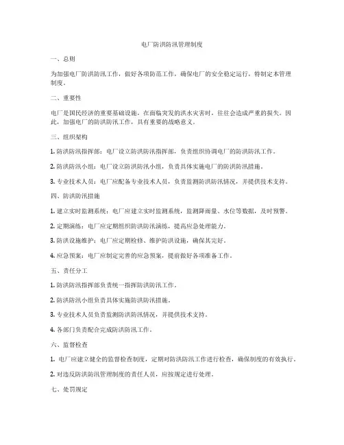 电厂防洪防汛管理制度