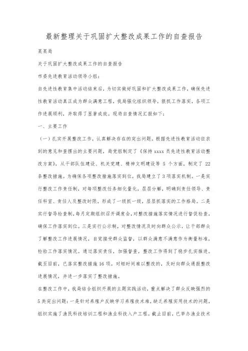 最新整理关于巩固扩大整改成果工作的自查报告.docx