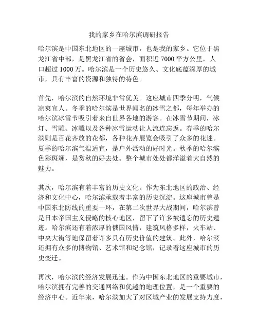 我的家乡在哈尔滨调研报告