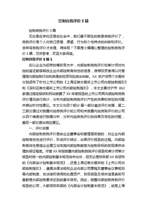 控制自我评价3篇