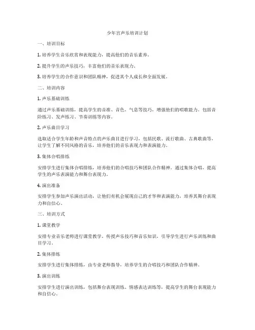 少年宫声乐培训计划