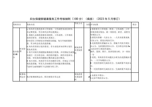 妇女保健部健康服务工作考核细则
