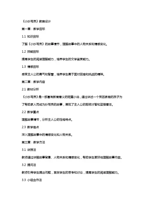 《小抄写员》教案设计