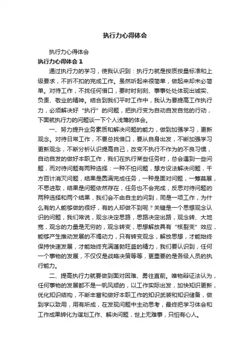 执行力心得体会