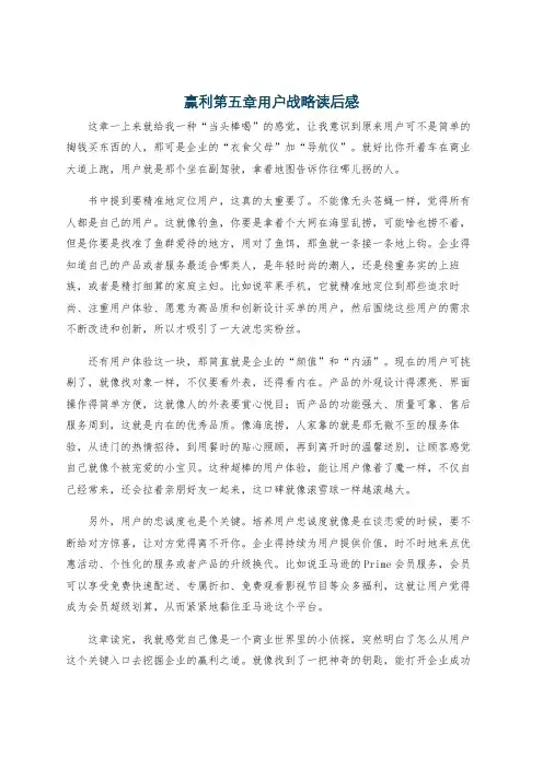 赢利第五章用户战略读后感