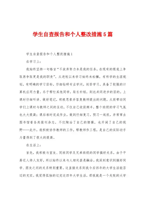 学生自查报告和个人整改措施5篇