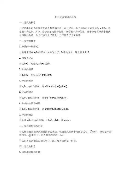 初二分式知识点总结