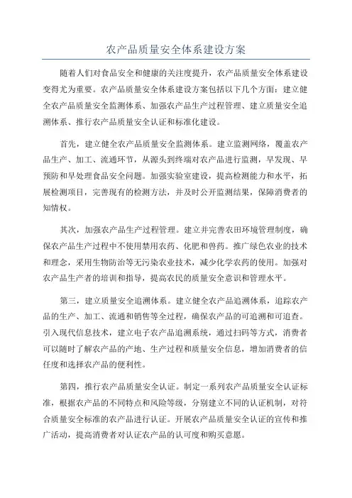 农产品质量安全体系建设方案