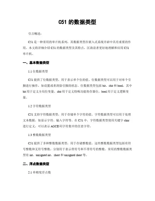 C51的数据类型