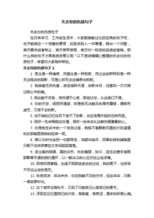 失去你的伤感句子