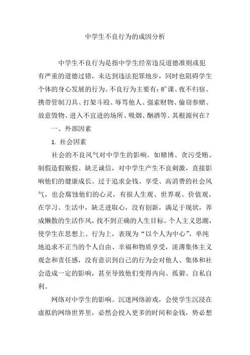 中学生不良行为的成因分析