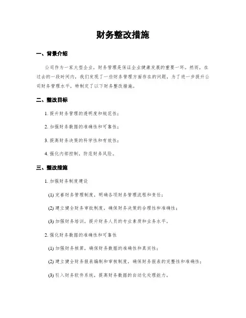 财务整改措施