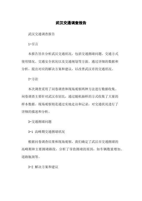 武汉交通调查报告