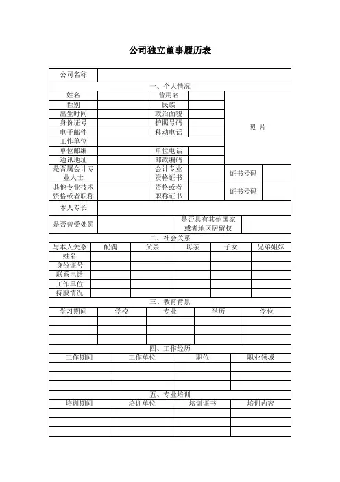 独立董事履历表